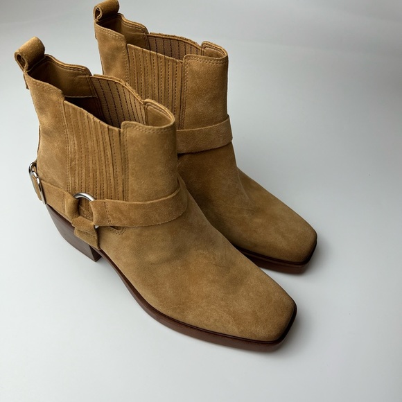 SAM EDELMAN Bellamie Suede Riding Heel Biker Boots Size 9 - Picture 14 of 16